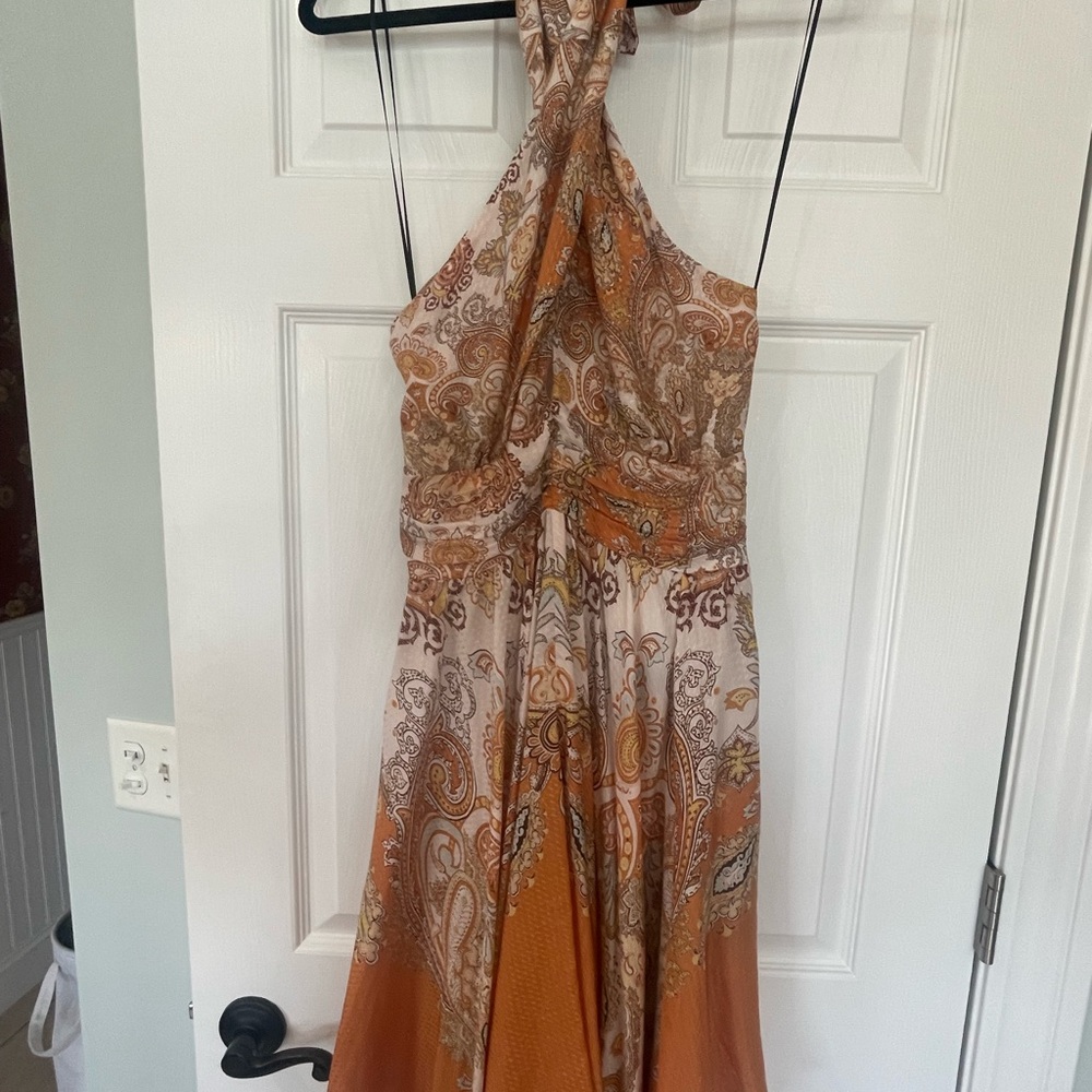 From Europe-H&M Backless Paisley Dress - Orange and Cream